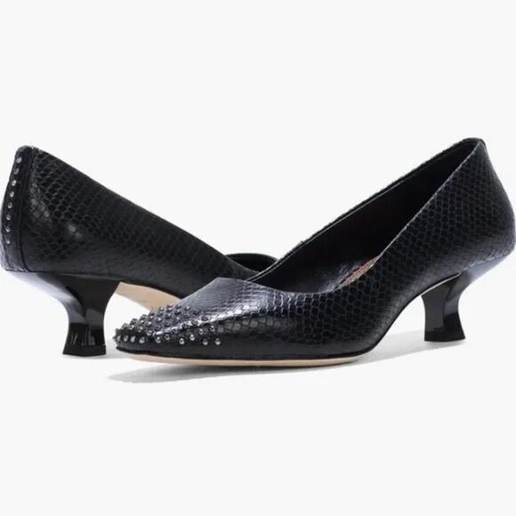 Donald Pliner CRISTINE Studded Snakeskin Kitten Heel Pumps 10 - Picture 1 of 12